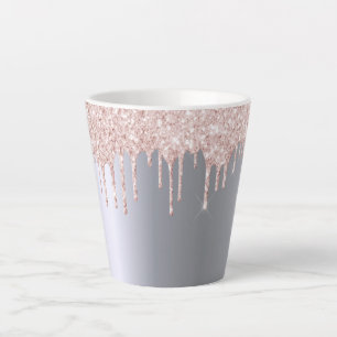 Caneca De Café Latte Derramamento com brilho rosa dourado cafetão met