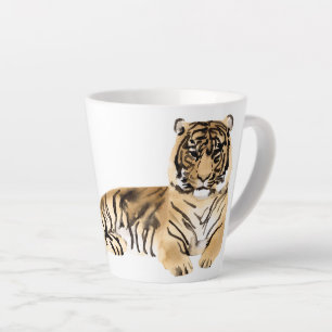Caneca De Café Latte Descarte de Tigre de Aquarela