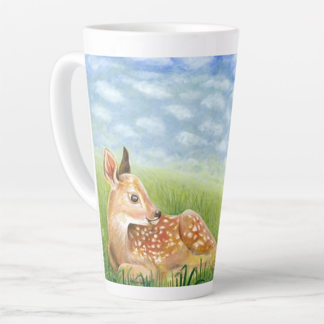 Caneca De Café Latte Descoberto na Ilustração de Grama (Ângulo esquerdo)