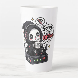 Caneca De Café Latte Desculpe, estou offline humor de gamer introvertid