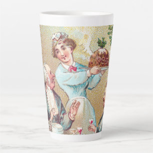 Caneca De Café Latte Desejamos a Todos um Feliz Natal - Cartão Antigo 