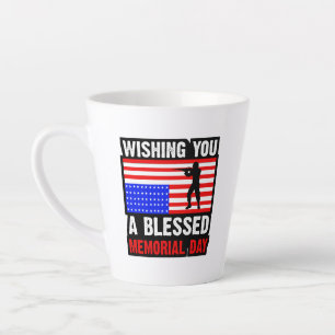Caneca De Café Latte Desejando um Memorial Day abençoado