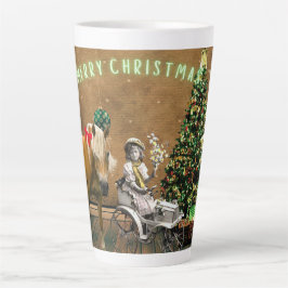 Caneca De Café Latte Desejos de Natais vintages