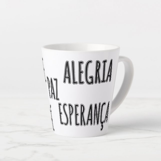 Caneca De Café Latte Desejos de Natal - Amor Fé Esperança (Ângulo direito)