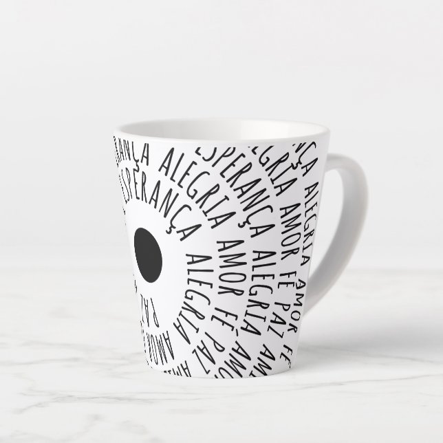 Caneca De Café Latte Desejos de Natal - Amor Fé Esperança (Ângulo direito)