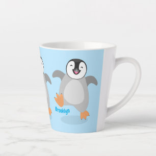 Caneca De Café Latte Desenho animado fofo de um filhote feliz de pingui
