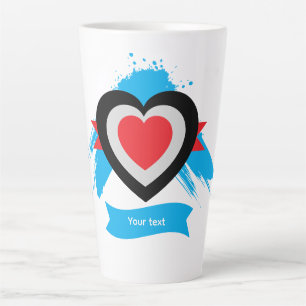 Caneca De Café Latte Desenho de Coração com Texto Personalizável