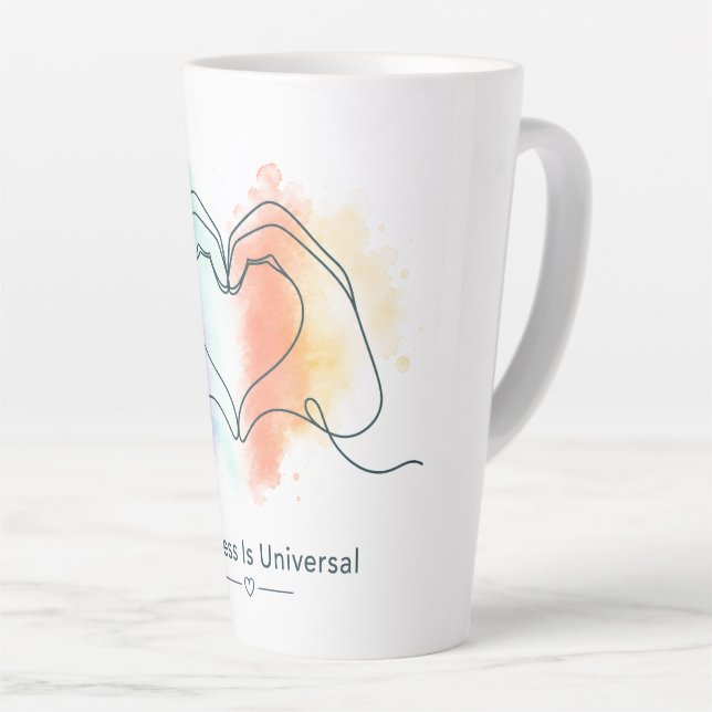 Caneca De Café Latte Desenho de Coração Orgulho Universal Bondade (Ângulo direito)