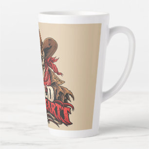 Caneca De Café Latte Desenho de Cowboy Esqueleto Alma Selvagem Ocidenta