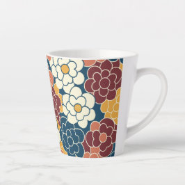 Caneca De Café Latte desenho de flor integral