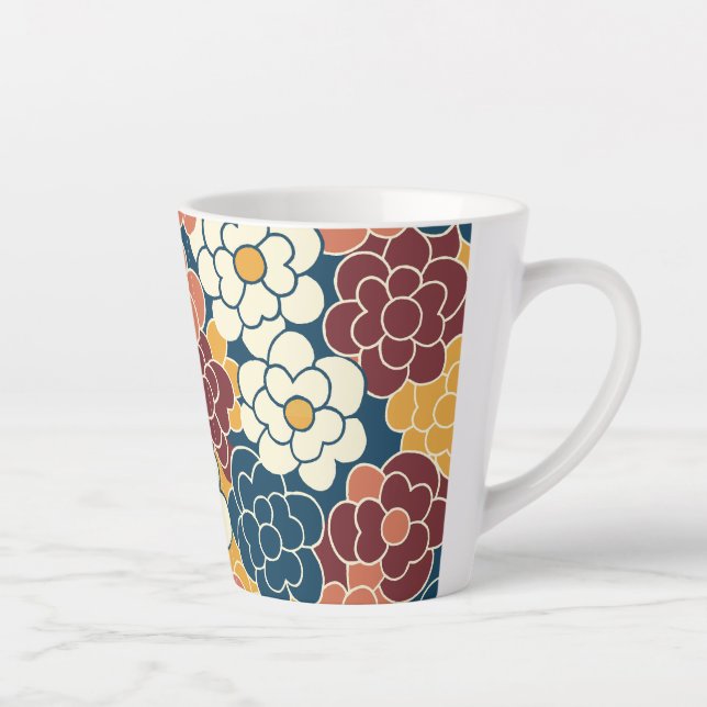 Caneca De Café Latte desenho de flor integral (Direita)