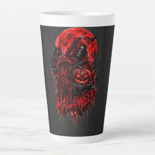 Caneca De Café Latte Desenho de Halloween da Morte Abóbora Horror Gótic