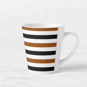 Caneca De Café Latte Desenho de listras marrons pretas e brancas