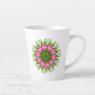 Caneca De Café Latte Desenho de Mandala de Flor Bonita-79358