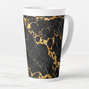 Caneca De Café Latte Desenho de Mármore Nero Portoro Luxo Dourado Preto