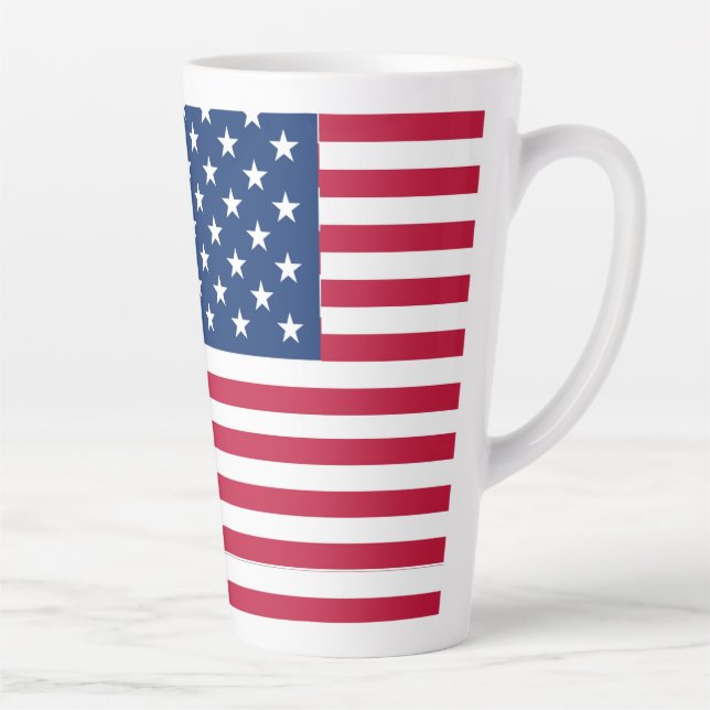 Caneca De Café Latte Desenho de Orgulho da Bandeira Americana dos EUA (Direita)