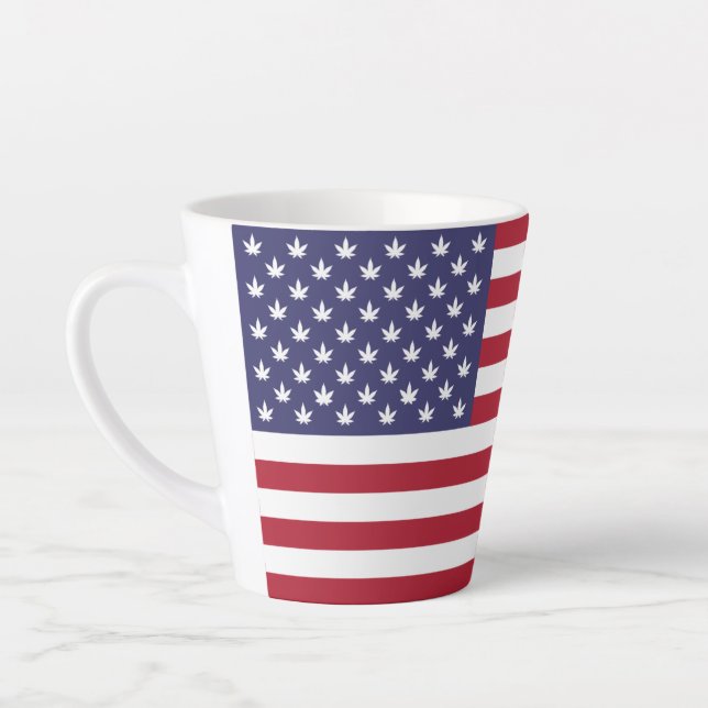 Caneca De Café Latte Desenho de Orgulho da Bandeira Americana dos EUA (Esquerda)