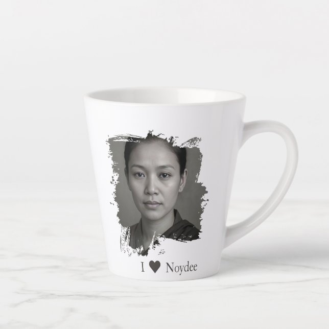 Caneca De Café Latte Desenho de pincelada para sua imagem e texto (Direita)