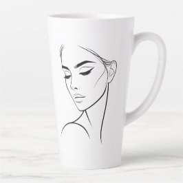 Caneca De Café Latte Desenho de rosto de mulher de uma linha n.o 3