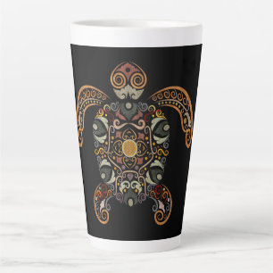 Caneca De Café Latte Desenho de tartaruga vintage colorido