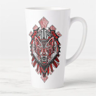 Caneca De Café Latte Desenho de Totem Tribal Haida de Lobo