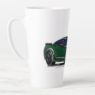 Caneca De Café Latte Desenho Desenho Verde Do Carro Esportivo