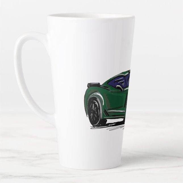 Caneca De Café Latte Desenho Desenho Verde Do Carro Esportivo (Esquerda)