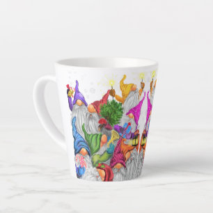 Caneca De Café Latte Desenho do Cartoon do Partido Gnomo Feliz de Natal