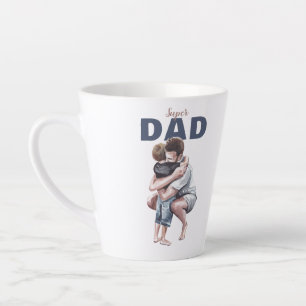 Caneca De Café Latte Desenho em Aquarela Super Papai