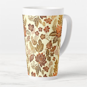 Caneca De Café Latte Desenho Floral Heritage Cobre Dourado Quente