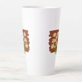Caneca De Café Latte Desenho floral rústico em fundo marrom