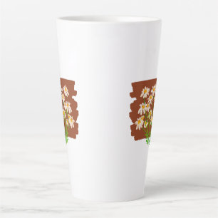 Caneca De Café Latte Desenho floral rústico em fundo marrom