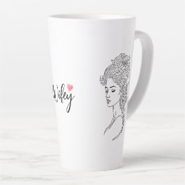 Caneca De Café Latte Desenho Mínimo do Rosto do Retrato Retrato