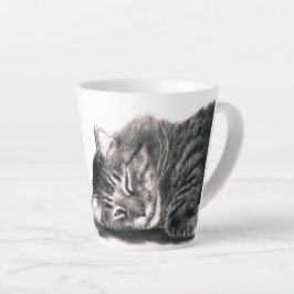 Caneca De Café Latte Desenho para dormir do gato-do-capim