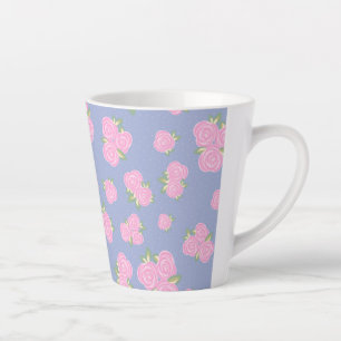 Caneca De Café Latte Desenho Romântico de Rosa Antiga