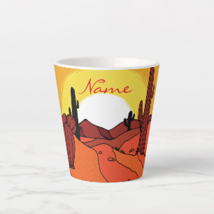 Caneca De Café Latte Desert Cactus Sunset Thunder_Cove