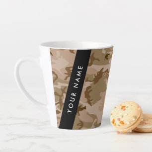Caneca De Café Latte Desert Camouflage Patterno, seu nome, Personalize