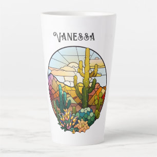 Caneca De Café Latte Deserto De Vidro Mantido Personalizado