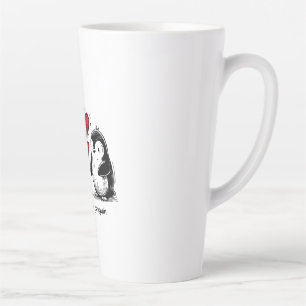 Caneca De Café Latte Desfile de Amor de Pinguins