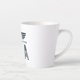 Caneca De Café Latte Desig Patriótico da Águia EUA - Estrelas e Estilo 