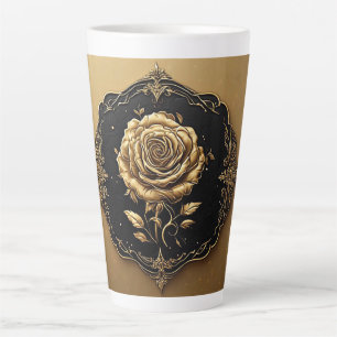 Caneca De Café Latte Design artístico ouro Rosa com detalhes do Ornamen