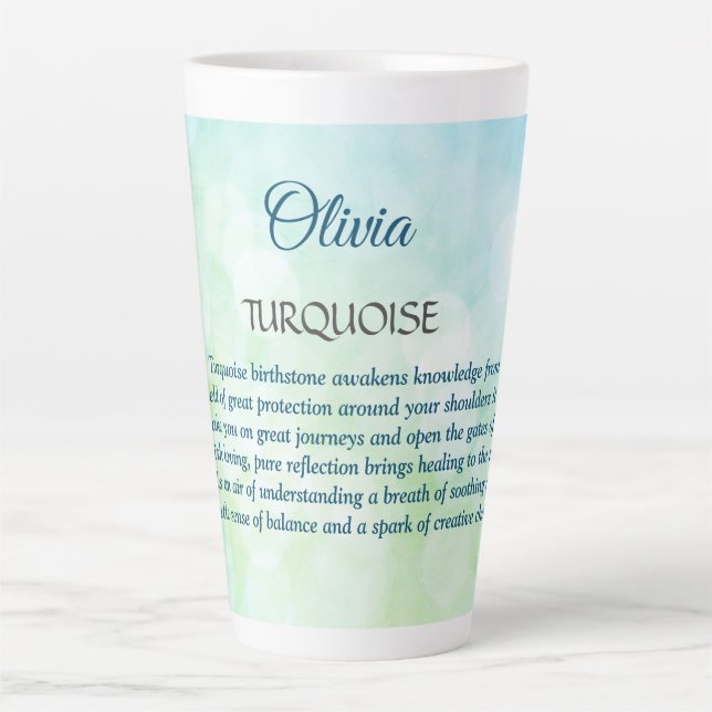 Caneca De Café Latte design Birthstone Turquoise (Frente)