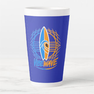 Caneca De Café Latte Design da Prancha de Surf Vibewave Neon – Retro On