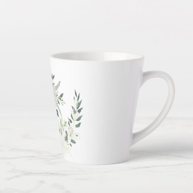 Caneca De Café Latte Design da Taça Floral Floral Elegante (Direita)