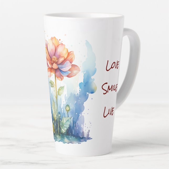 Caneca De Café Latte Design de Aquarela (Ângulo direito)