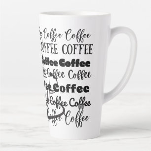 Caneca De Café Latte Design de Arte de Palavras de Café