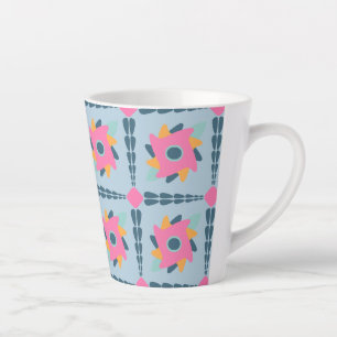 Caneca De Café Latte Design de Azulejos Geométricos Vibrantes