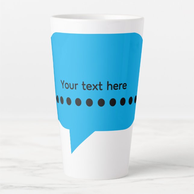 Caneca De Café Latte Design de Balão de Fala Personalizado – Texto Pers (Frente)