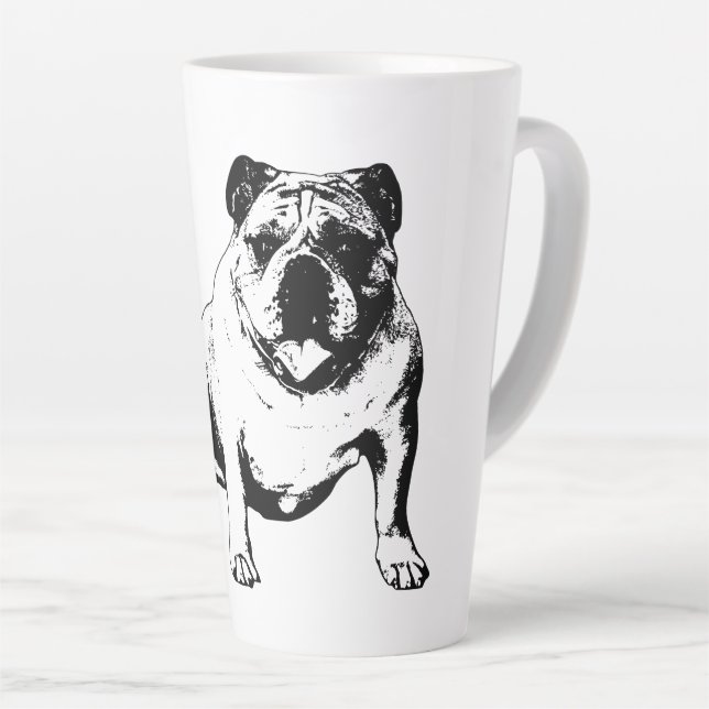Caneca De Café Latte Design de Bulldog Divertido (Ângulo direito)