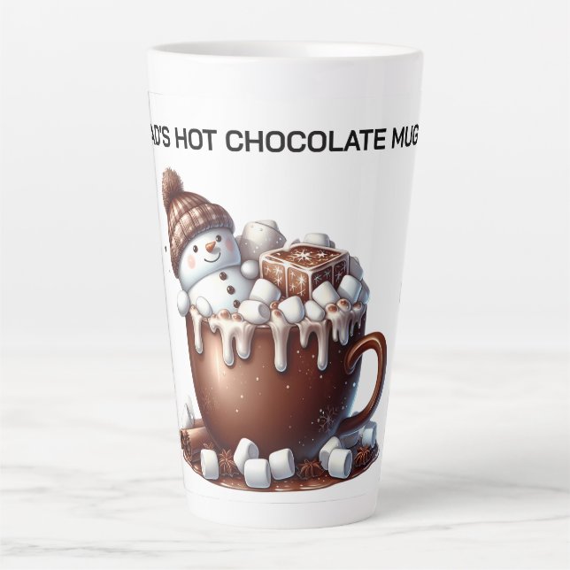 Caneca De Café Latte Design de Cacau de Boneco de Neve Fofo  (Frente)